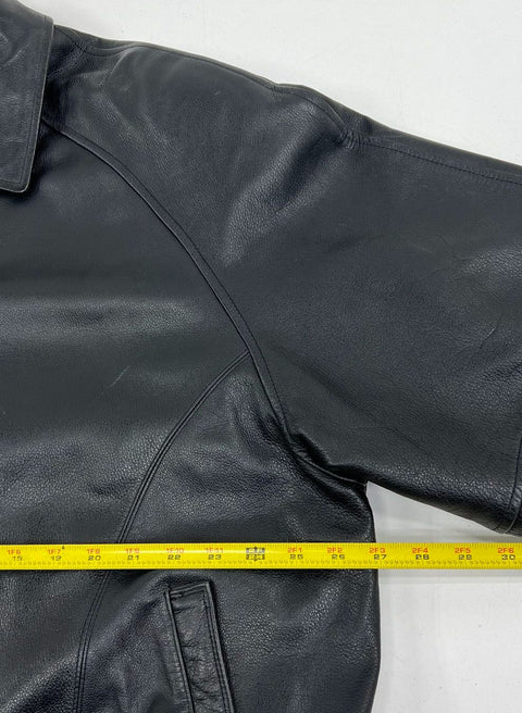 Vintage 90s Croft & Barrow Genuine Leather Bomber Jacket Quilted Lined Sz XL