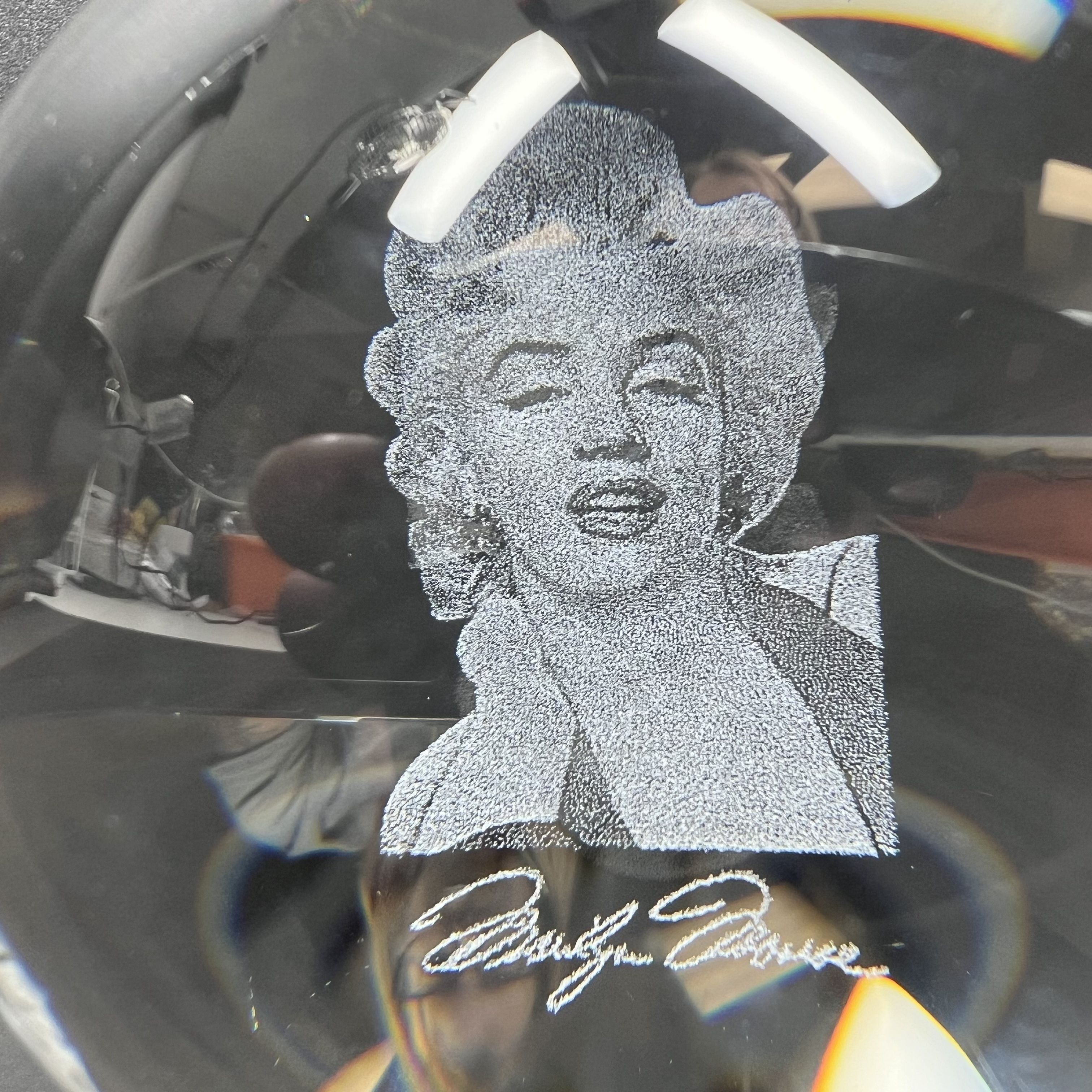 Marilyn Monroe Crystal Sphere 3" 3D Laser Engraved Etched