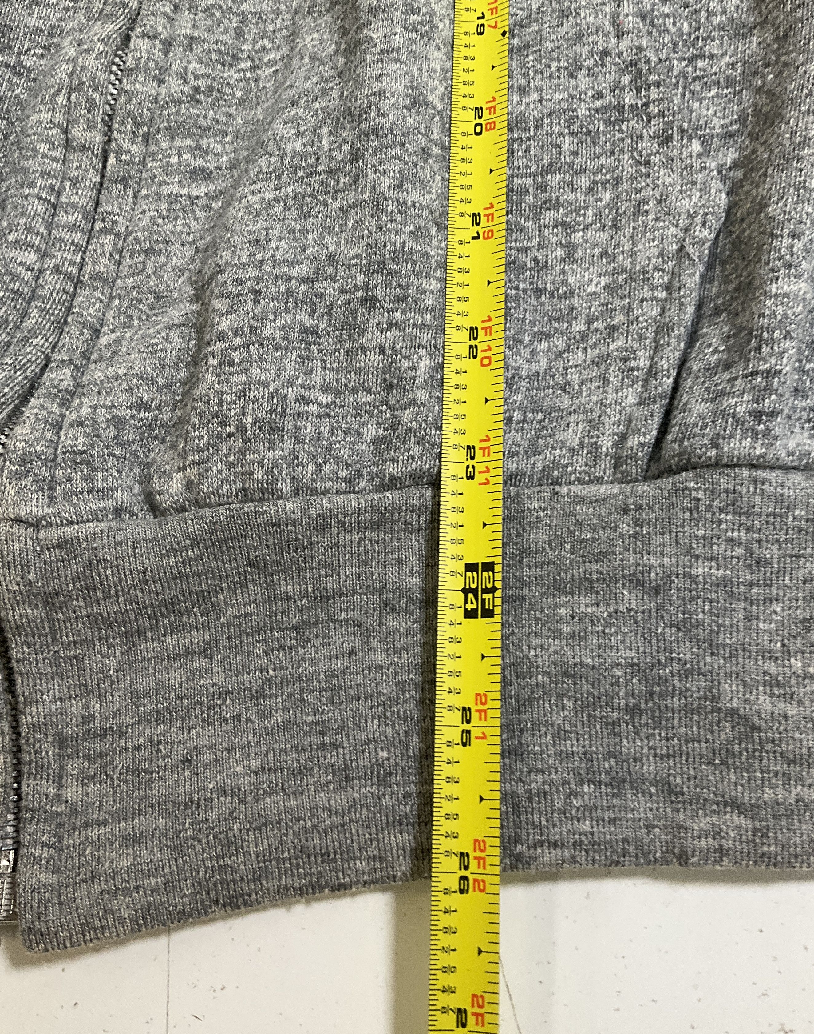 Vintage 80s Action Sportswear Gray Stripe Sleeve Full Zip Hoodie Men's Large