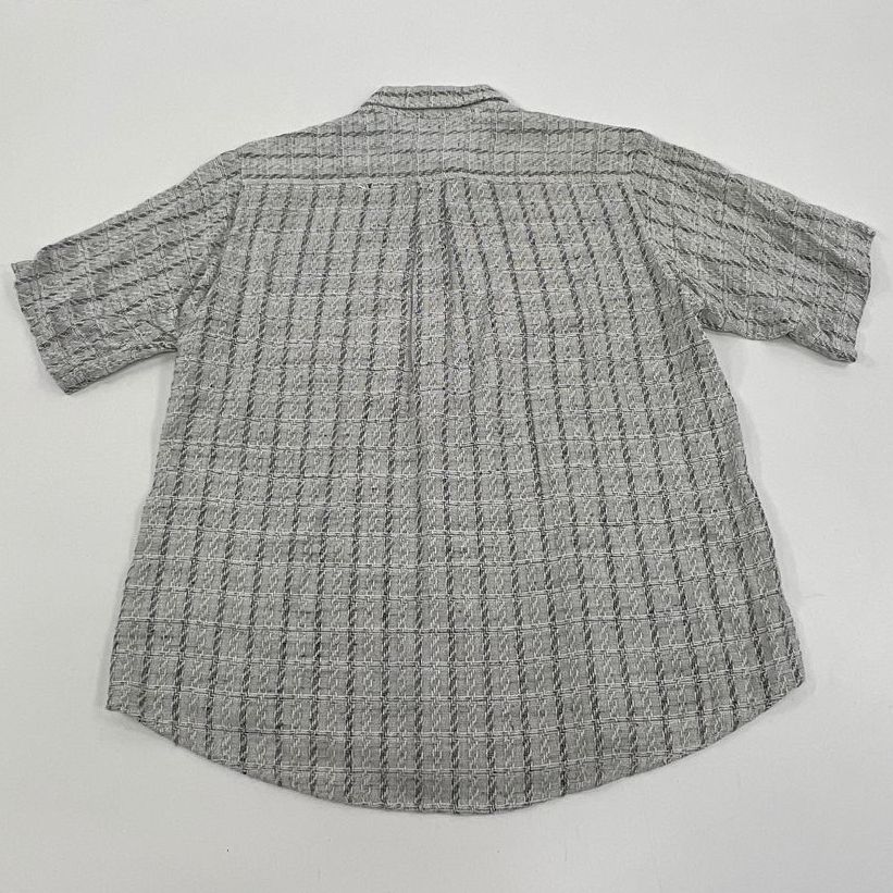 Vintage Men's Tony Lambert Grey Black Plaid Button Up Short Sleeve Shirt - Large