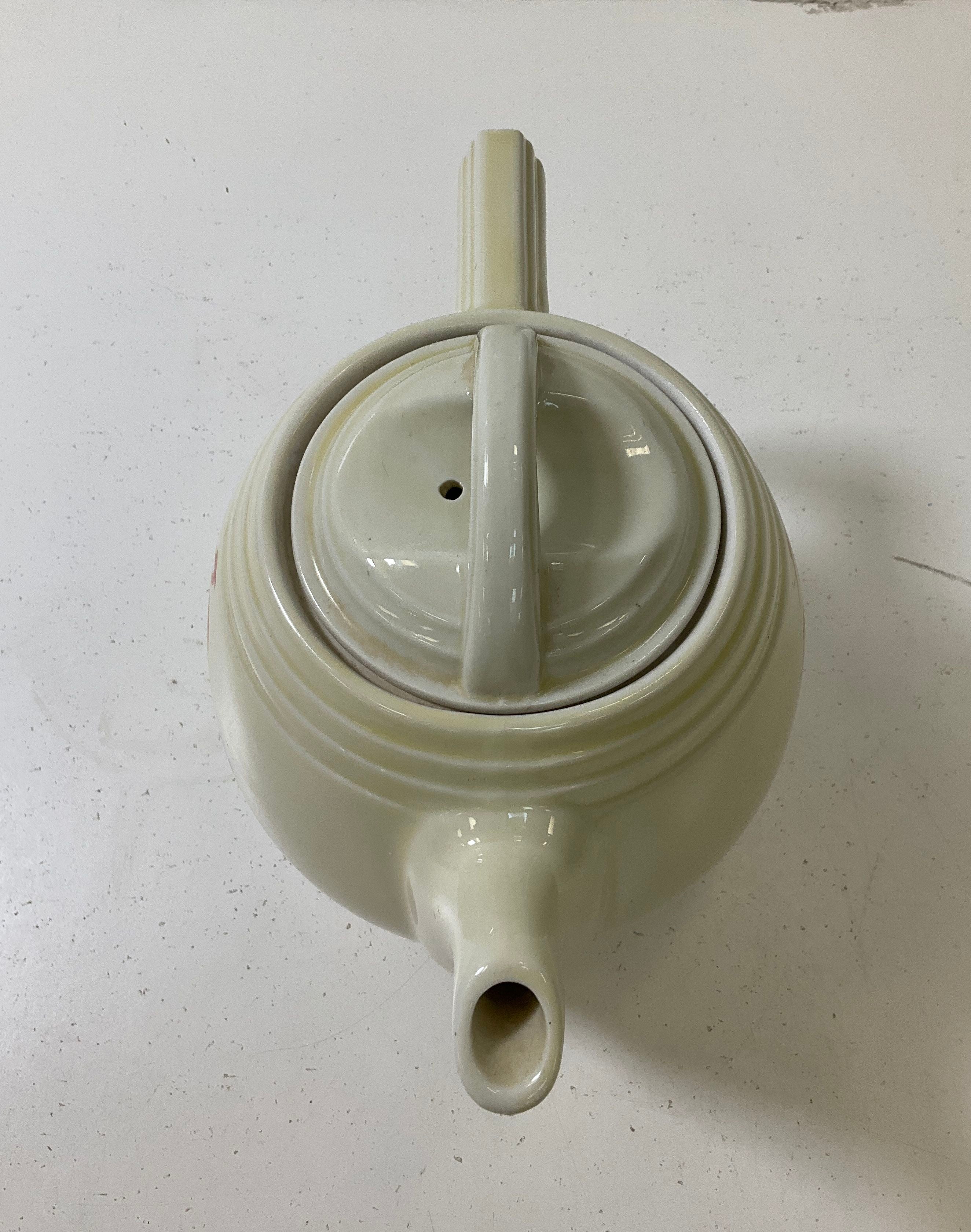 Vintage 1930s Drip O Later Art Deco Crane Birds Ceramic Coffee Pot & Lid UV Glow