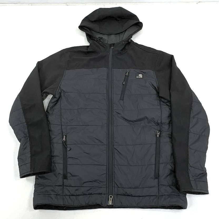 Men's Carhartt Black J294 Hybrid Soft Shell Full Zip Puffer Jacket - Size Small