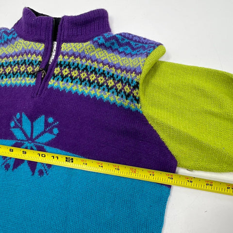 Alpaca Imports Vtg Y2K Colorblock Fair Isle Alpaca Wool Sweater Womens M