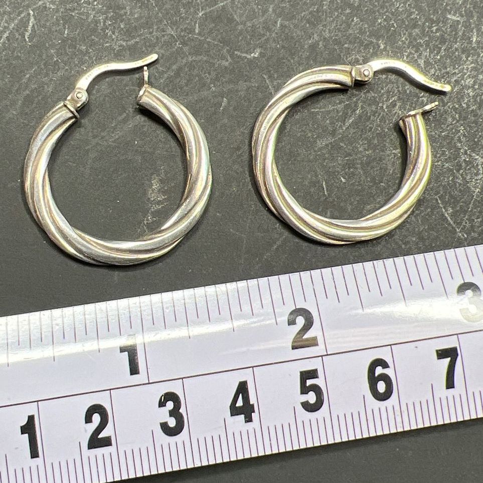 925 Sterling Silver Twist Hoop Earrings 4.8g