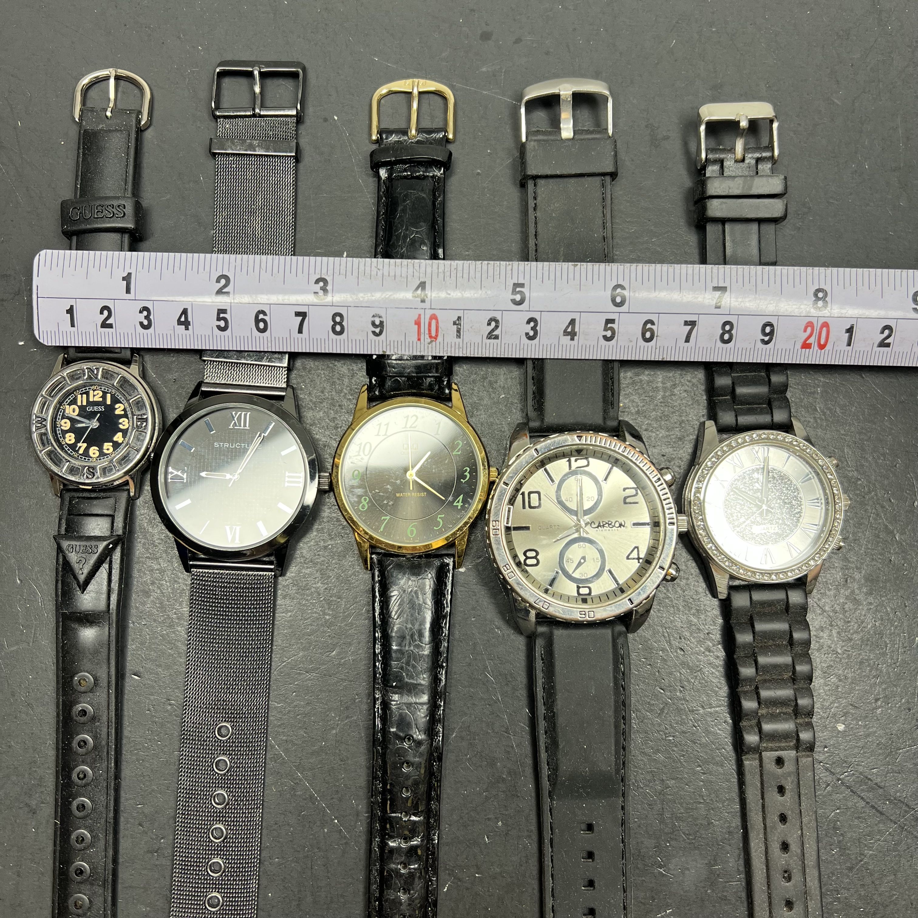 Women's Analog Watches Lot Guess Structure Q&Q Carbon Element Quartz Black READ