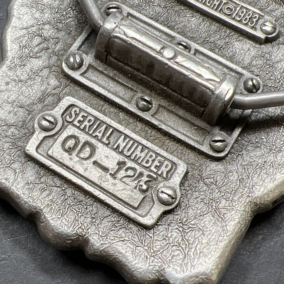 The Great American Buckle Co Silver Tone Black Enamel Belt Buckle Vintage