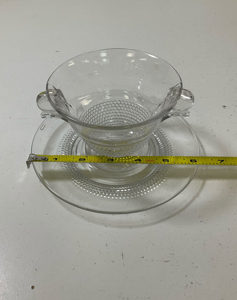 Duncan & Miller Clear Glass Teardrop Mayonnaise Bowl & Underplate Vintage