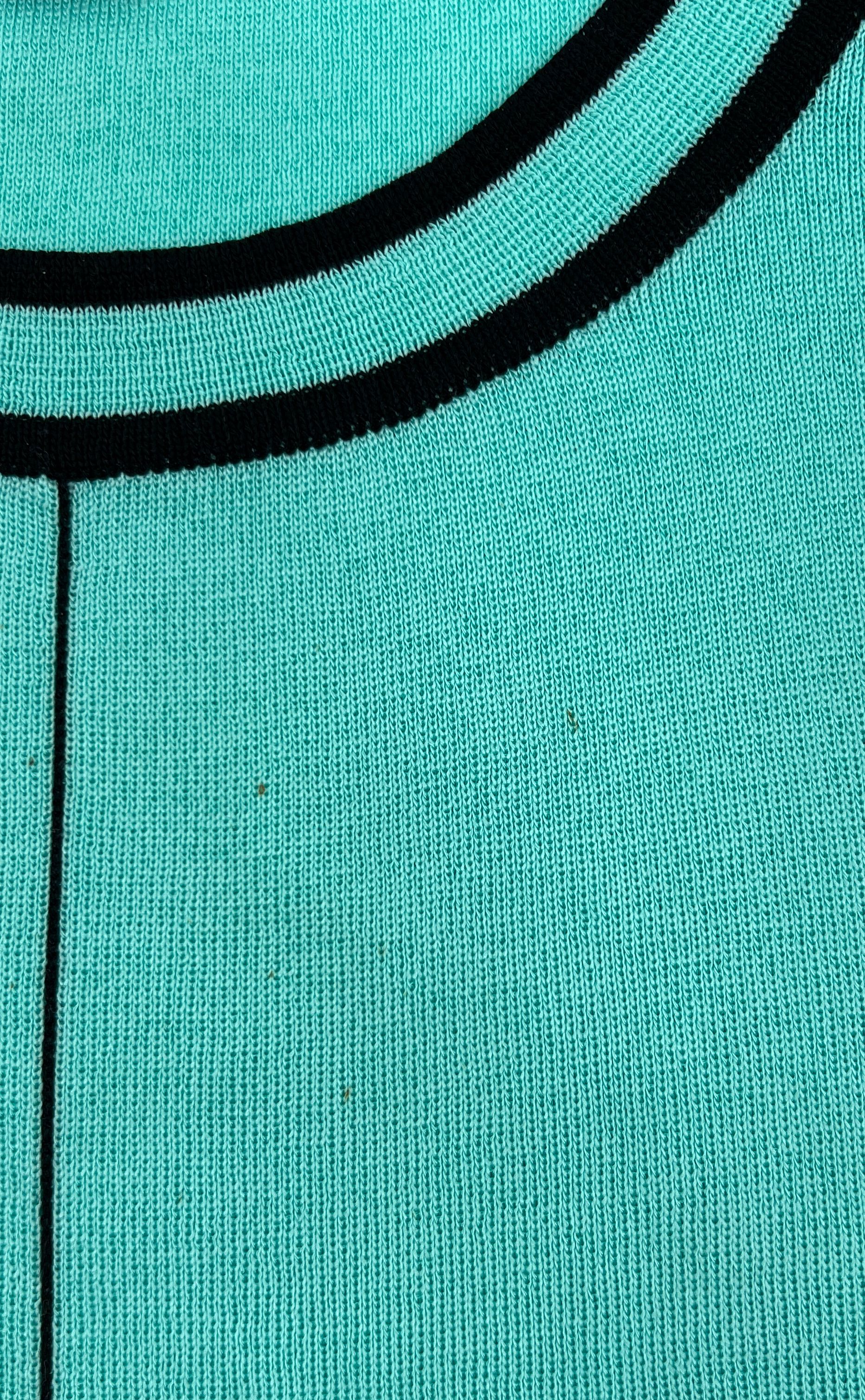Women's Ming Wang Teal Knit Black Accent Tank Top 100% Acrylic - Size Large