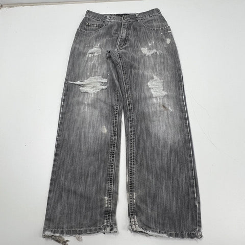 Vintage Y2K Southpole Gray Faded Distressed Baggy Wide Leg Skater Jeans Men's 32