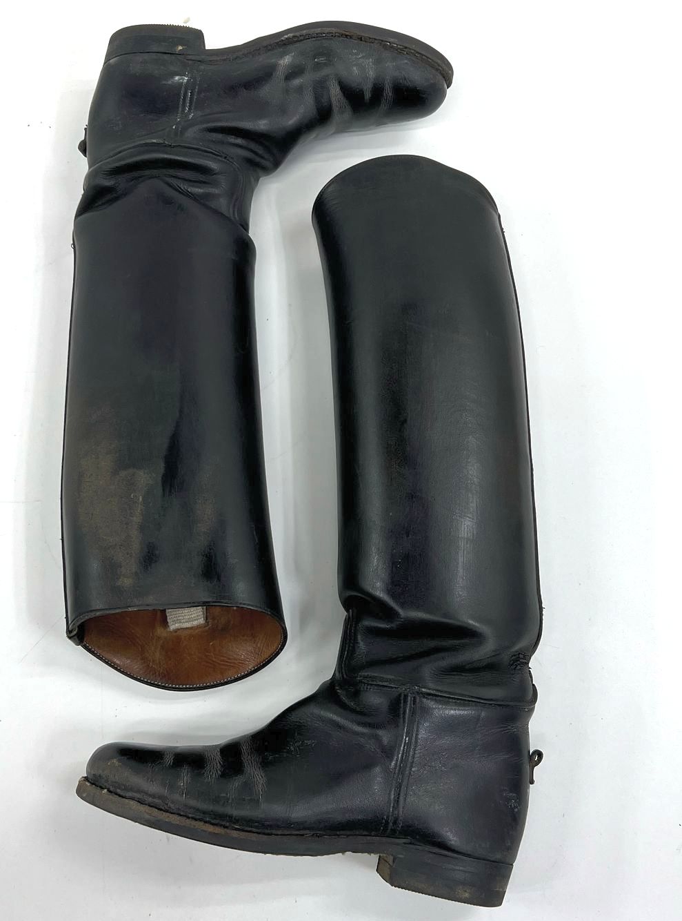 LB Vibram Black Leather Boots In Blue Sherpa Lined Travel Bag