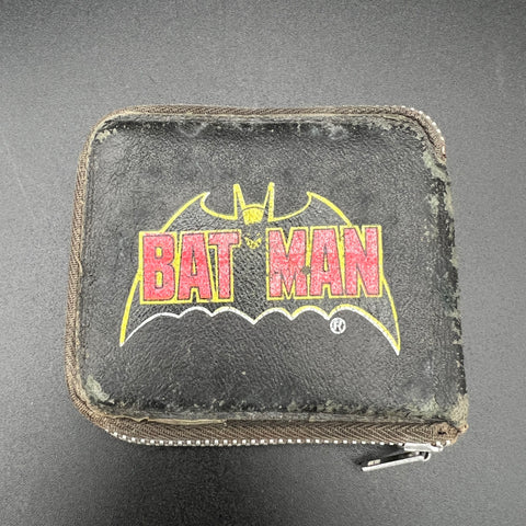 Vintage 70s DC Comics Batman & Robin Black Faux Leather Zipper Wallet 1975