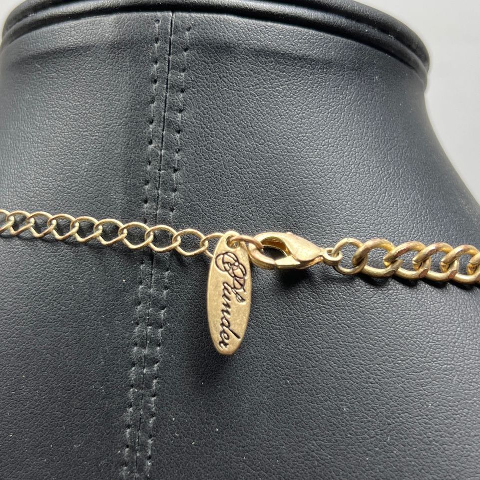 Plunder Pink Rhinestone Gold tone Statement Necklace
