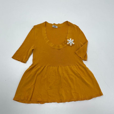 Vintage Y2K Moschino Cheap And Chic Yellow Ribbed Knit Peplum Top Women's