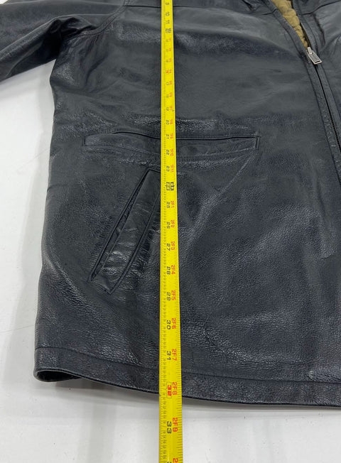 Vintage 90s Wilsons Thinsulate Quilted Lined Leather Car Coat Jacket Sz XL