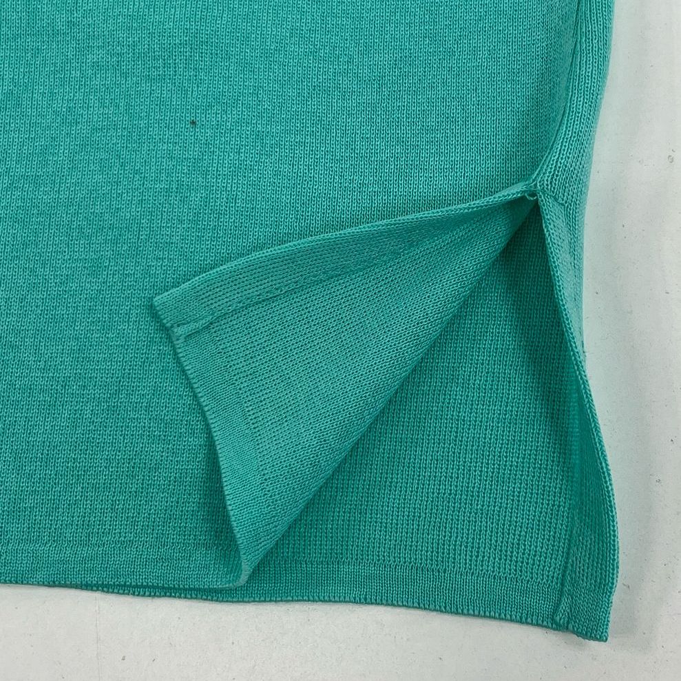 Women's Ming Wang Teal Knit Black Accent Tank Top 100% Acrylic - Size Large