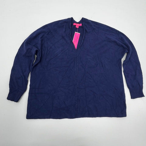 Lilly Pulitzer Mame Sweater Low Tide Navy Metallic Cardigan Women's M NWT