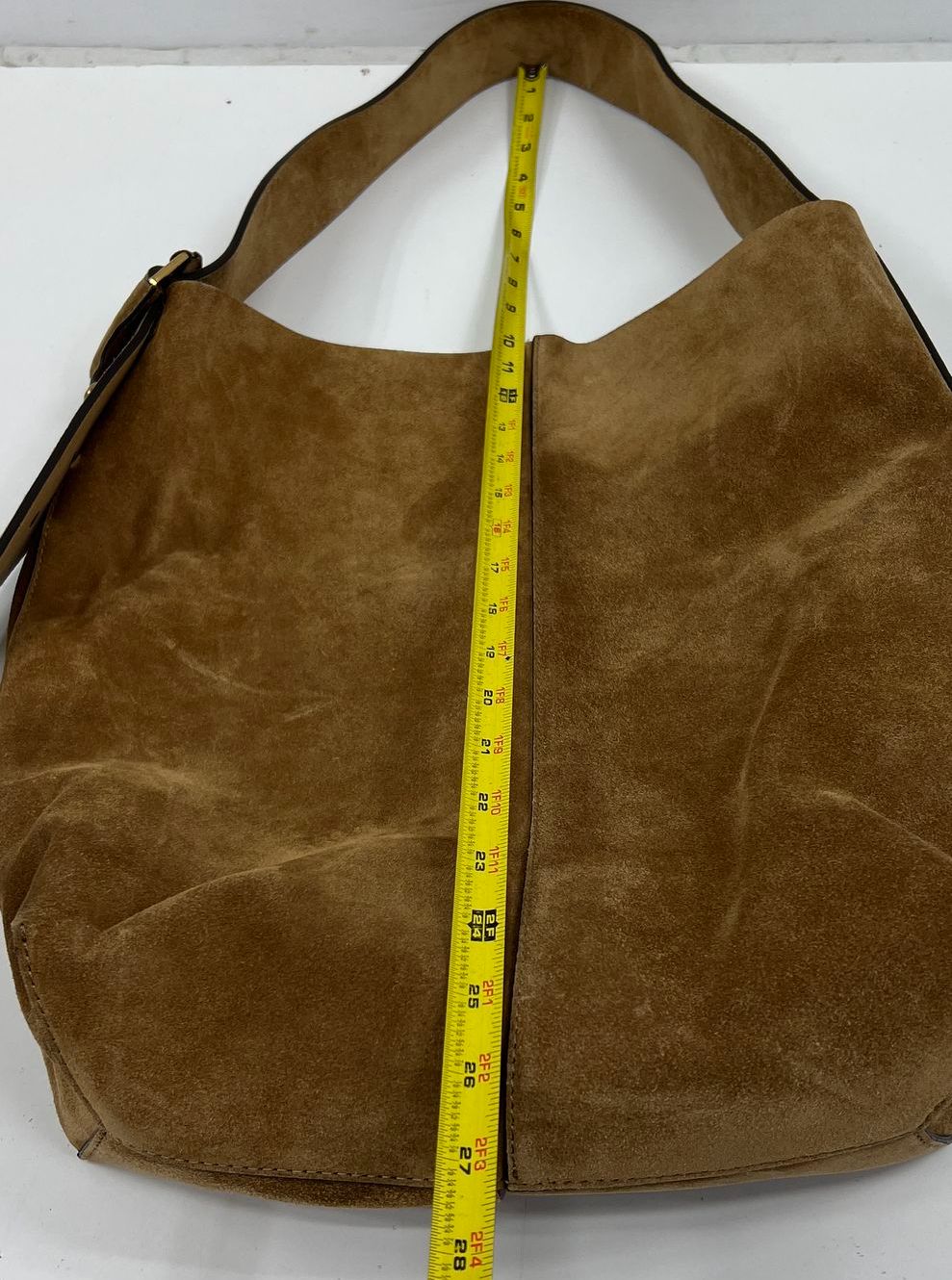 Women's Genuine Leather Brown Buckle Bucket Bag & Blue Shoulder Tot Purse Lot