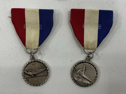 Vintage 1974-75 French Invitational Athletic Medal Lot of 9 Gymnastics Diving
