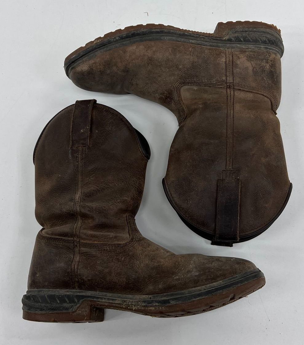 Men's Rocky Brown Genuine Leather Western Squared Toe Boots Size 9M