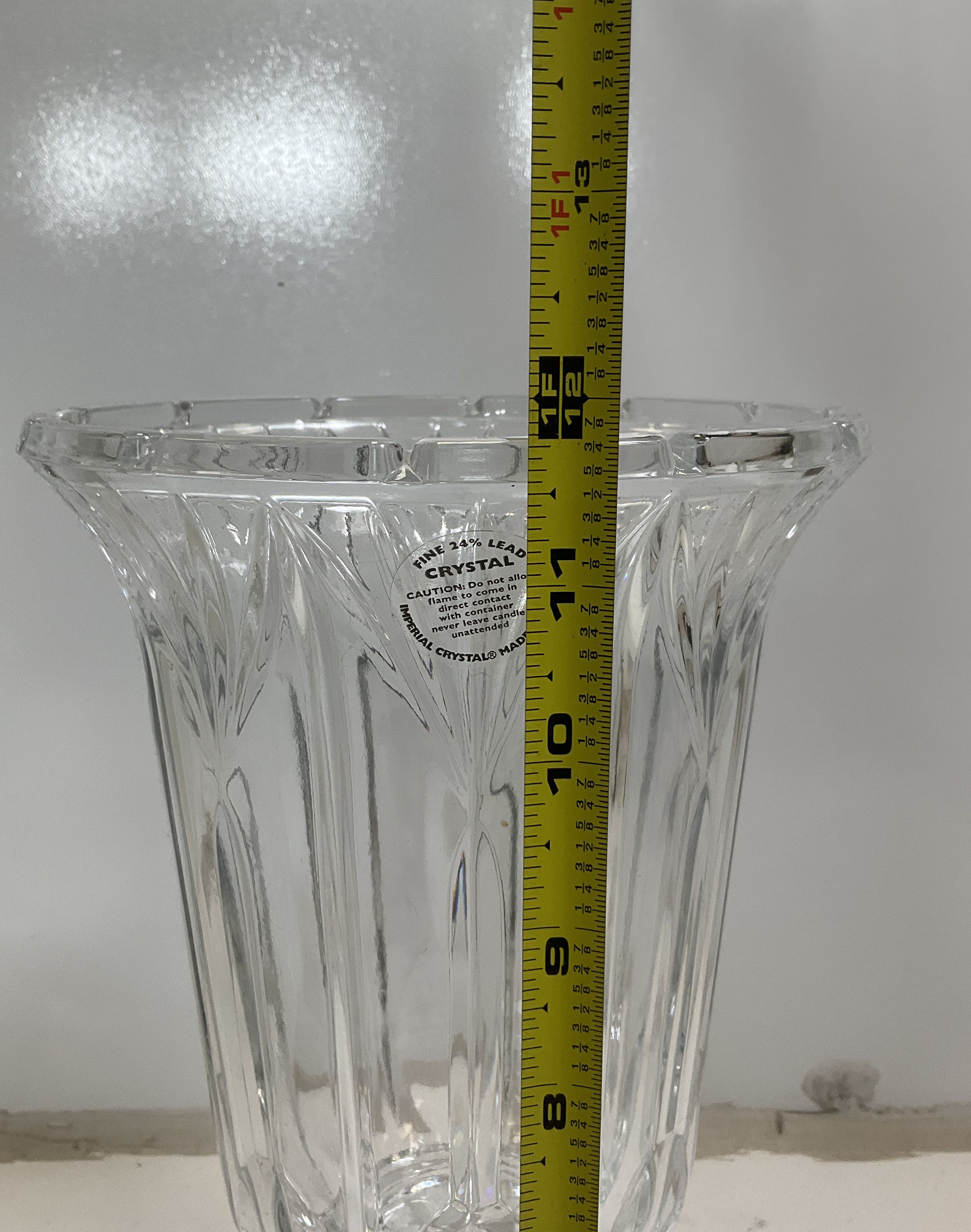 Imperial Crystal 24% Lead Hurricane Candle Holder Set 2 Mismatched Patterns
