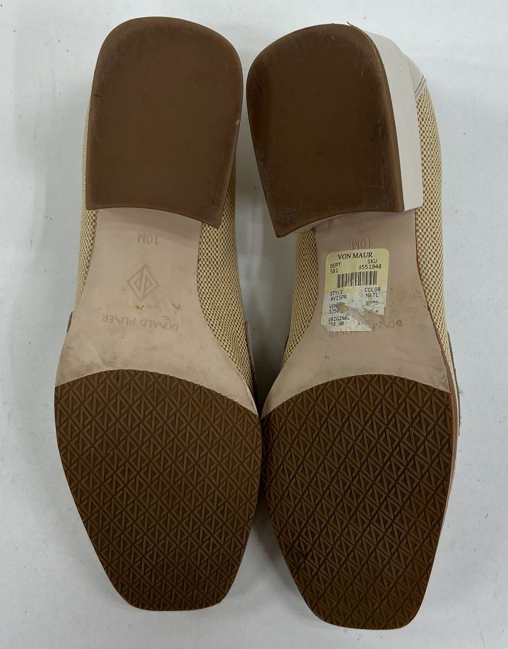 Donald Pliner Natural Woven Tassel Block Heel Loafers Womens Size 10