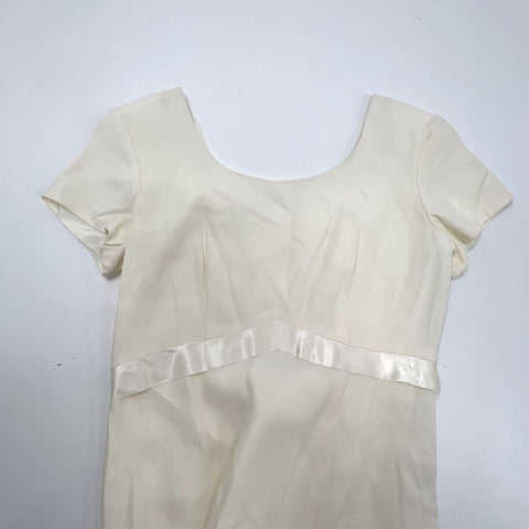 Vintage Y2K Jeffrey & Dara Cream Lattice Back Maxi Evening Gown Dress Womens 8