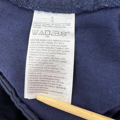 Gap NWT Navy Blue 365 High Rise Linen-Blend Wide-Leg Trouser Pants Women's 8