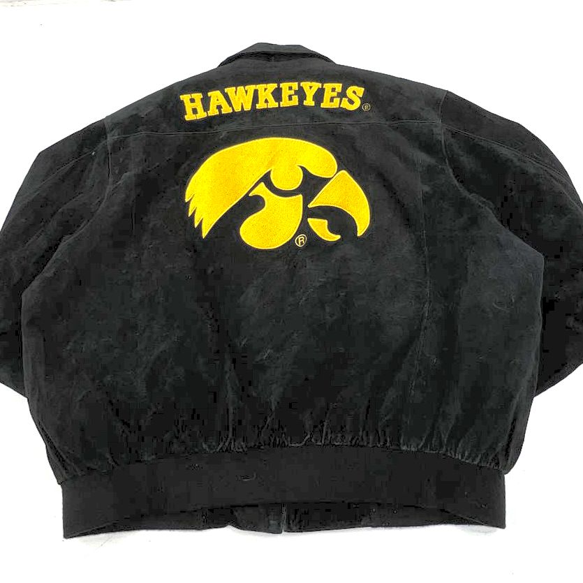 Vintage 90s Varsity Excelled Iowa Hawkeyes Suede Bomber Jacket Mens Size 3X