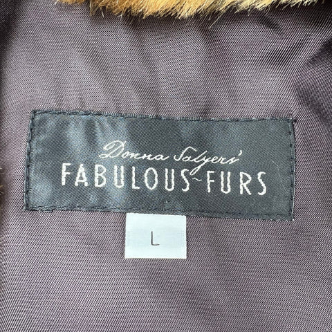 Donna Salyers Fabulous Furs Brown Coyote Faux Fur Long Vest Women's L