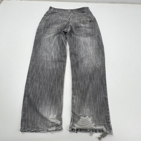Vintage Y2K Southpole Gray Faded Distressed Baggy Wide Leg Skater Jeans Men's 32