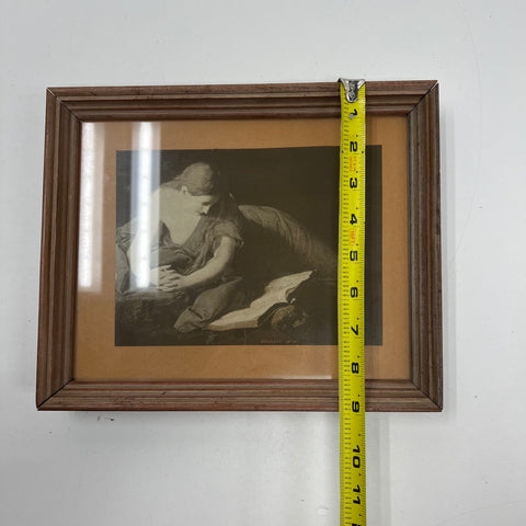After Pompeo Battoni Print Penitent Magdalene 9x11 Religious Art Vintage Framed