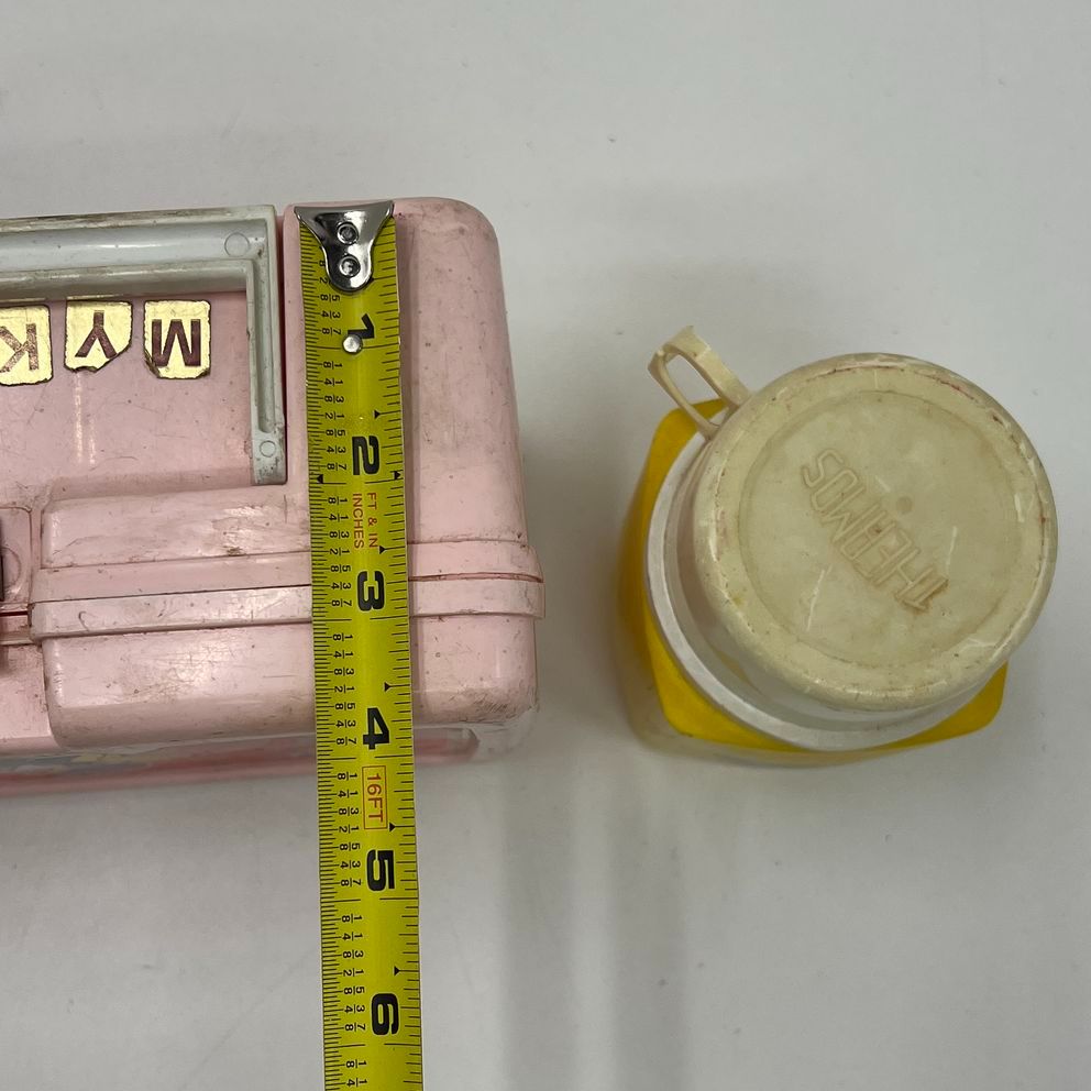 Vintage 80s Thermos Smurfette Pink Plastic Lunchbox with Yellow Smurf Thermos