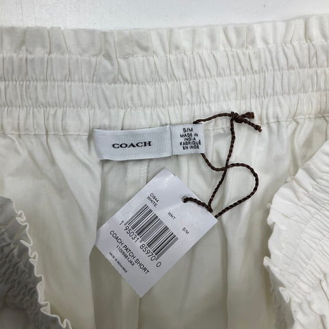NWT Coach White Cotton Love Patch Elastic Waist Shorts Women's S/M C1844