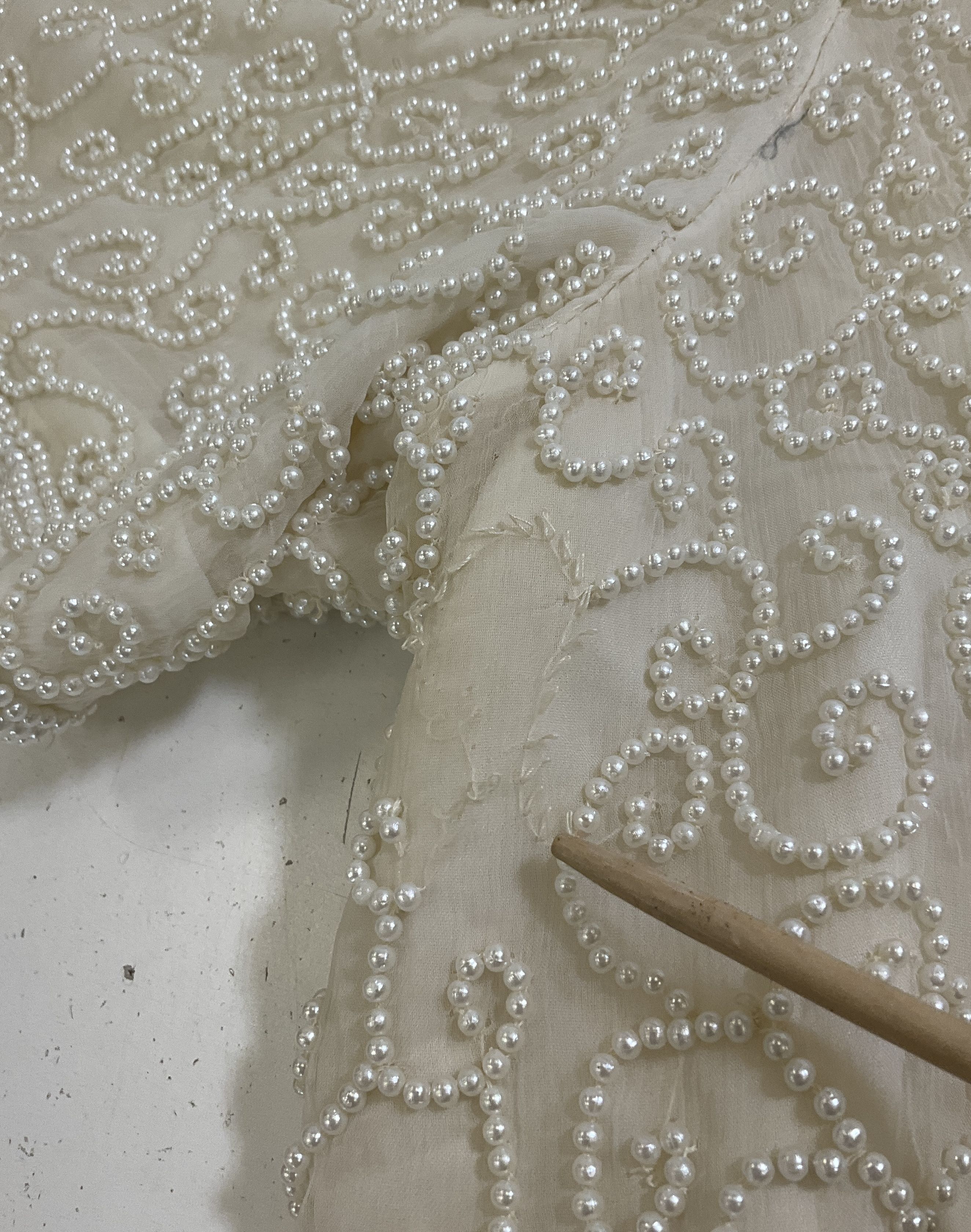 Vintage 90s Lawrence Kazar Silk Faux Pearl Beaded Formal Top Blouse Womens 3X