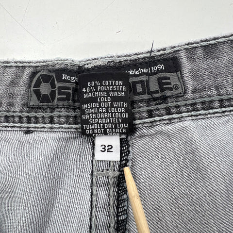 Vintage Y2K Southpole Gray Faded Distressed Baggy Wide Leg Skater Jeans Men's 32