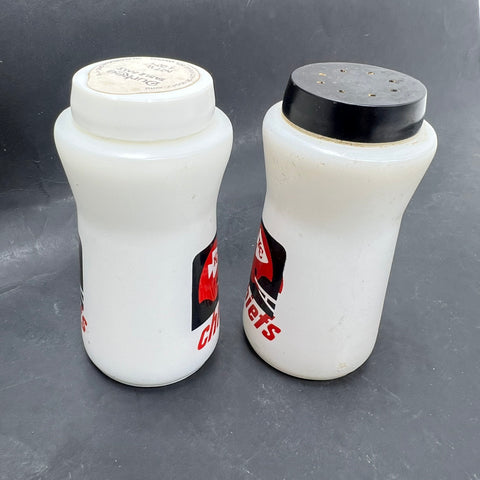 Vintage Durkee Kansas City Chiefs NFL Glass Salt & Pepper Shakers 1960s