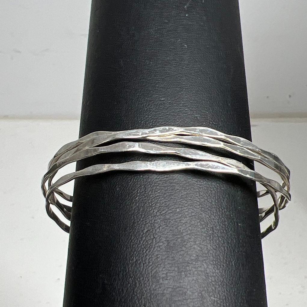 Sterling Silver Over Lapping Cuff Bracelet 10.09g