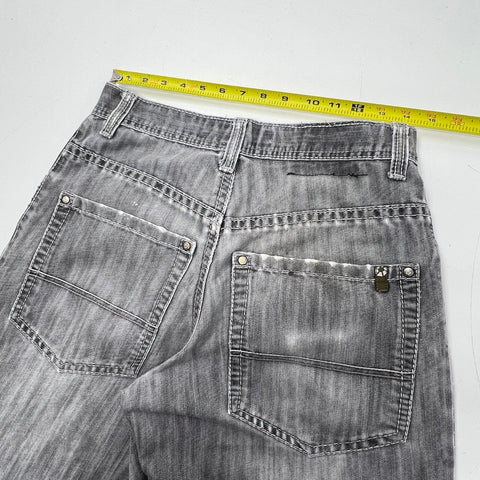 Vintage Y2K Southpole Gray Faded Distressed Baggy Wide Leg Skater Jeans Men's 32