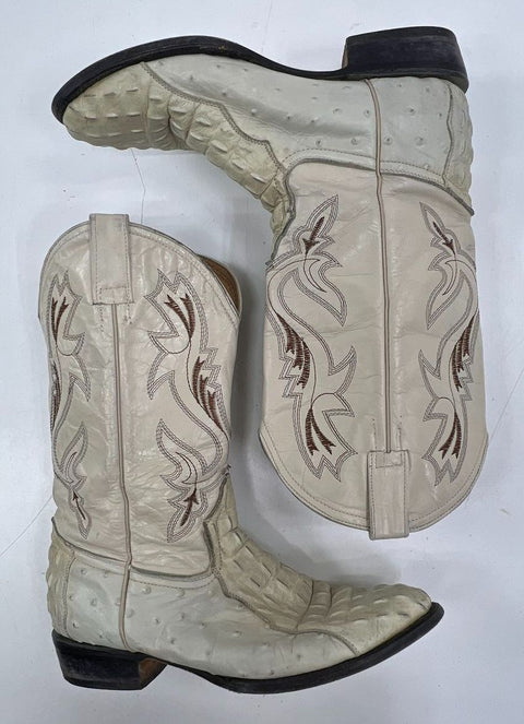 Jugo Boots Hornback Caiman Ostrich Quill Western Cowboy Boots Mens Size 9.5