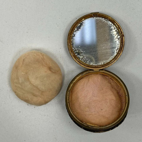 Antique Victorian Romantic Courting Scene Powder Compact Enamel Vanity Case