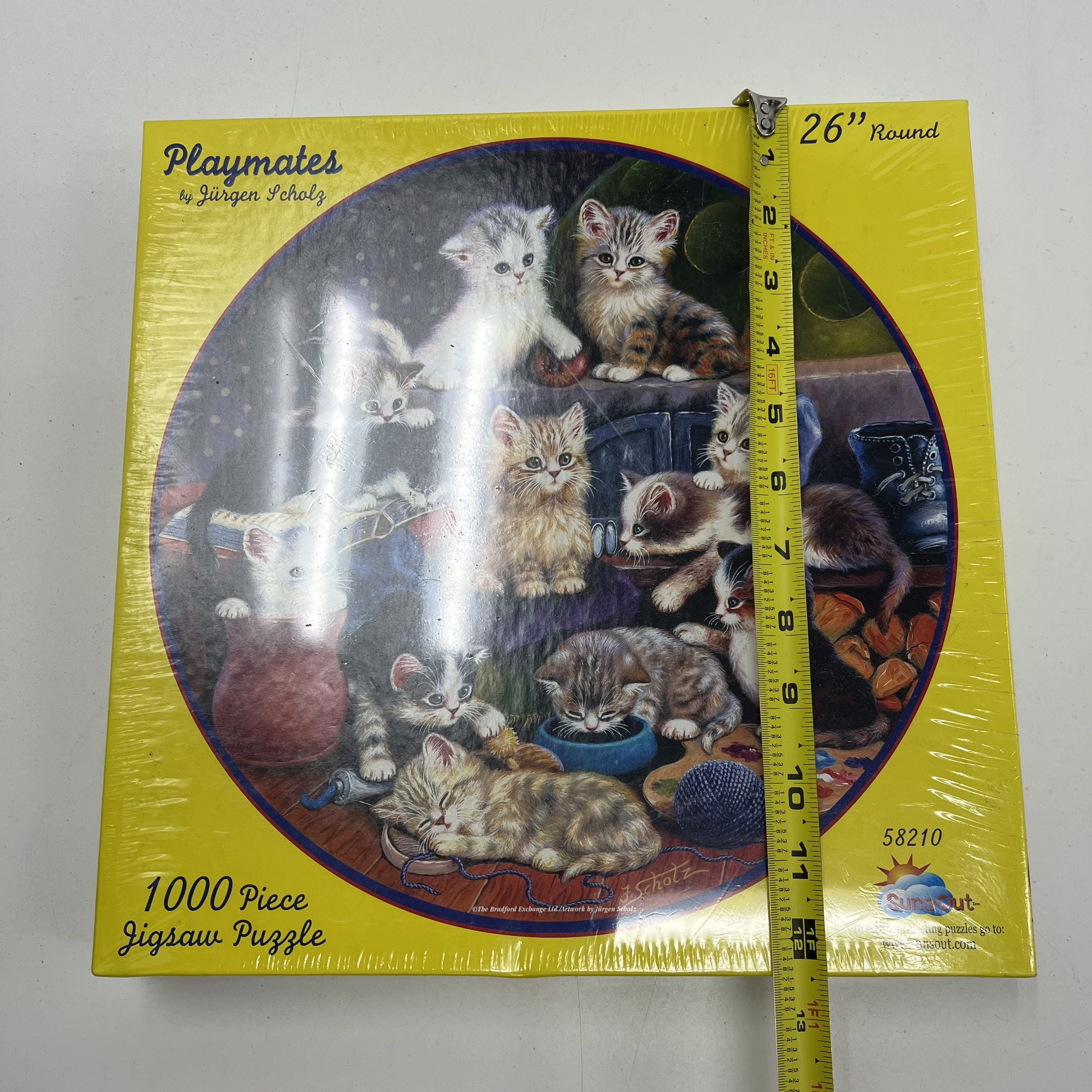 SunsOut Playmates by Jürgen Scholz 1000 Piece Round Puzzle 26" #58210 New Sealed