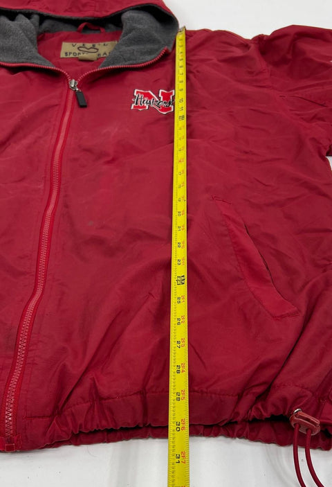 Vintage 90s Vesi Nebraska Huskers Red Embroidered Hooded Windbreaker Mens L
