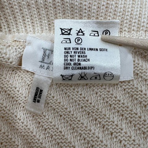 Vintage 90s Escada Margaretha Ley Cream Wool Ribbed Cardigan Sweater Womens 40