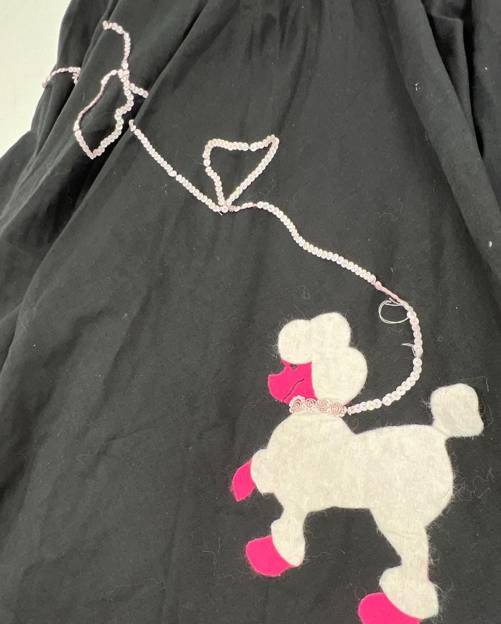 Handmade Black Poodle Skirt 1950s Style Costume Felt Applique Sequin
