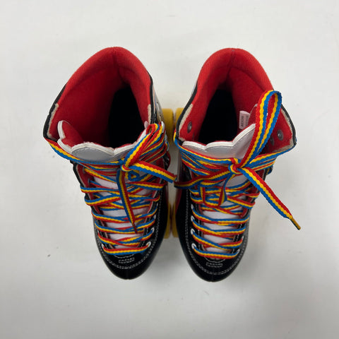 Moxi Rainbow Rider Black Rainbow Quad Roller Skates Size 6