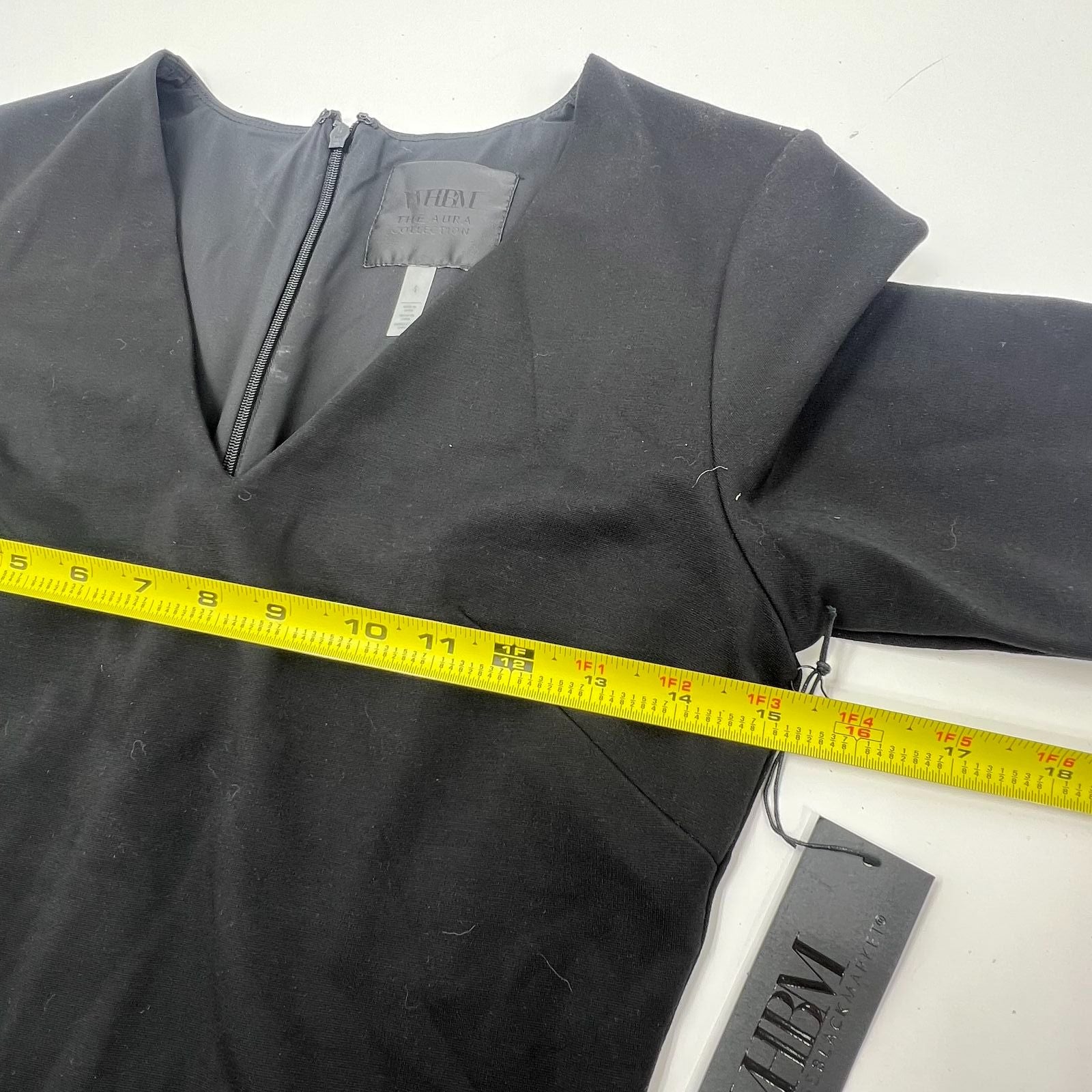 WHBM Aura Collection V-Neck Power Sheath Dress Black Size 4 NWT