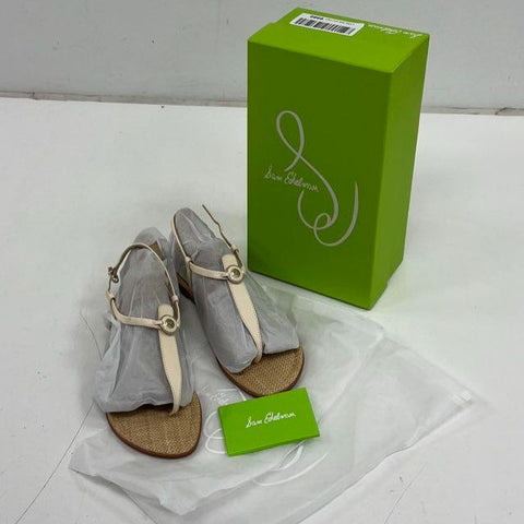 Sam Edelman Gigi Signet Ivory Leather T-Strap Thong Sandals Women's Size 10 M