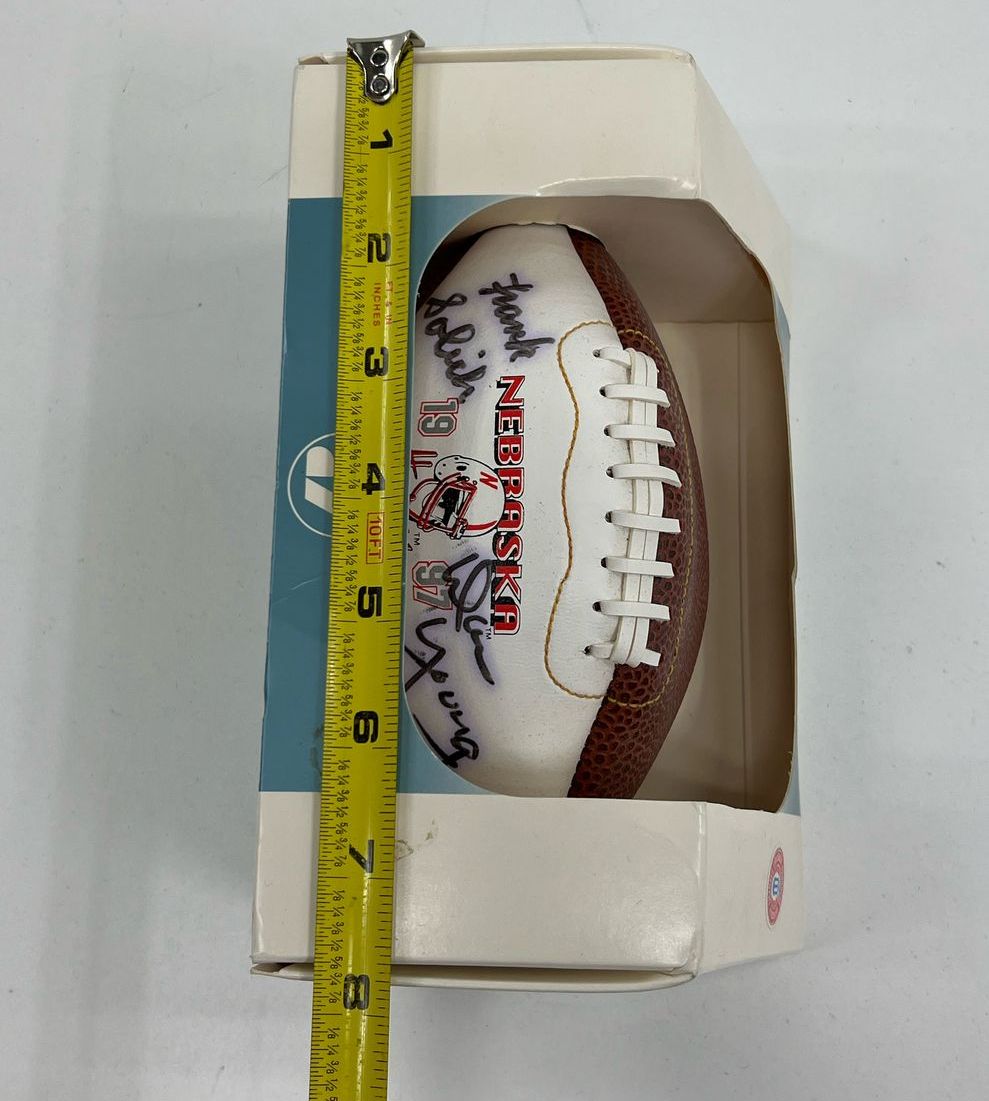 Baden Signed Huskers 1997 National Champs Mini Football Frank Solich Dan Young