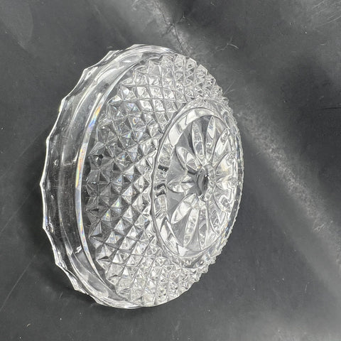 Vintage Mid-Century Pressed Glass Ring Holder & Perfume Bottle Vanity Set