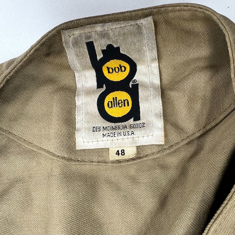Vintage 80s Bob Allen Tan Padded Shooting Hunting Jacket Coat Men's 48